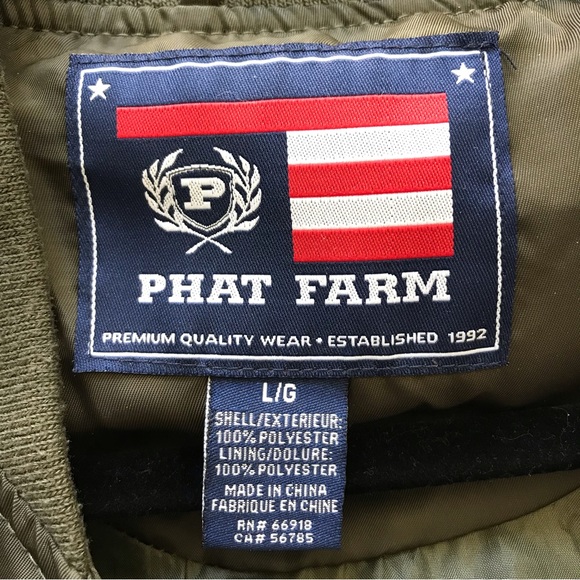 Phat Farm Vintage Style Flight Bomber Jacket Green, Size Large - Picture 9 of 14